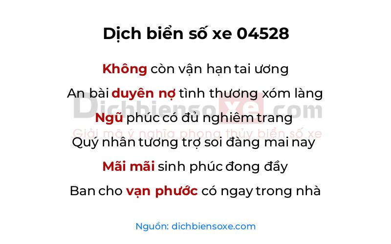 Dịch thơ biển số 04528