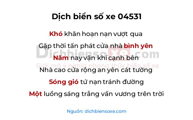 Dịch thơ biển số 04531