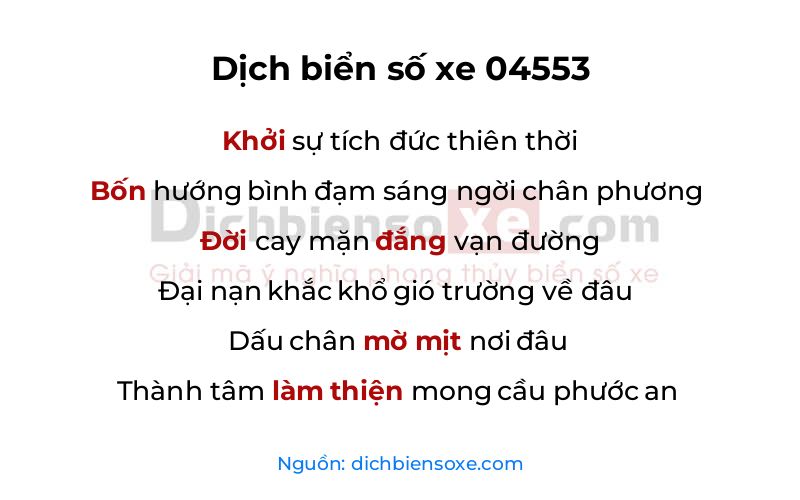 Dịch thơ biển số 04553