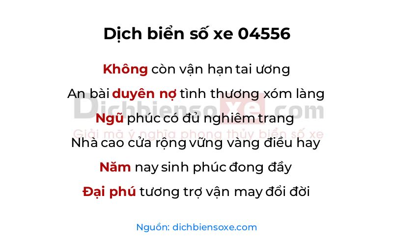 Dịch thơ biển số 04556
