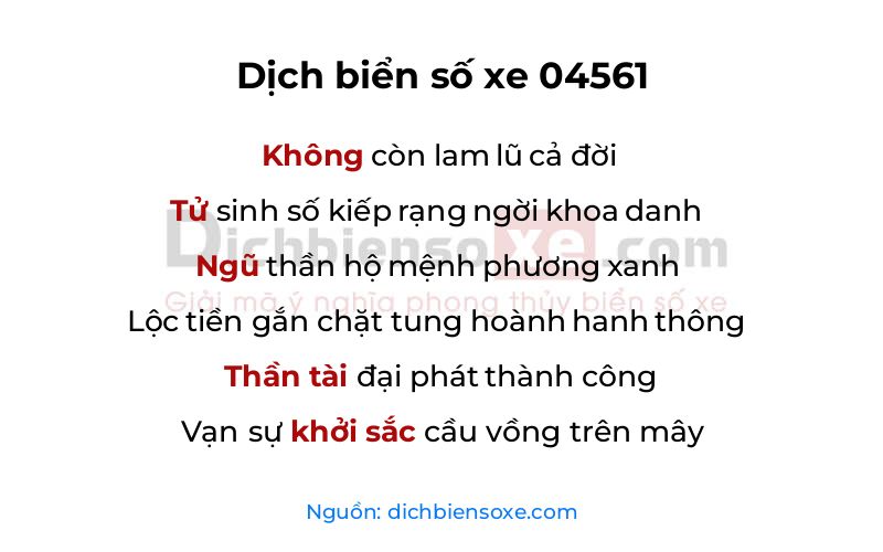 Dịch thơ biển số 04561