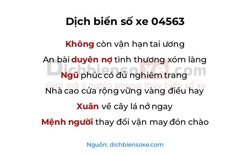 Dịch thơ biển số 04563