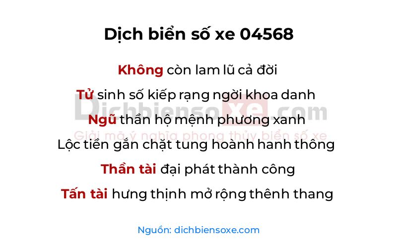 Dịch thơ biển số 04568