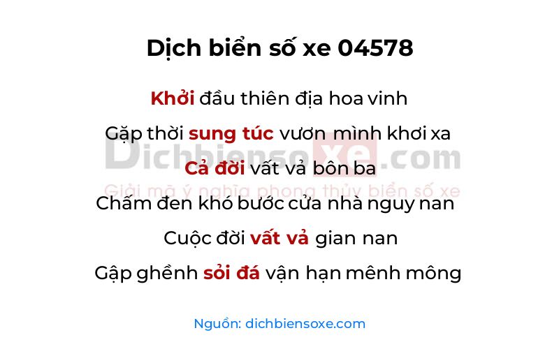 Dịch thơ biển số 04578