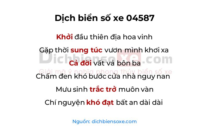 Dịch thơ biển số 04587