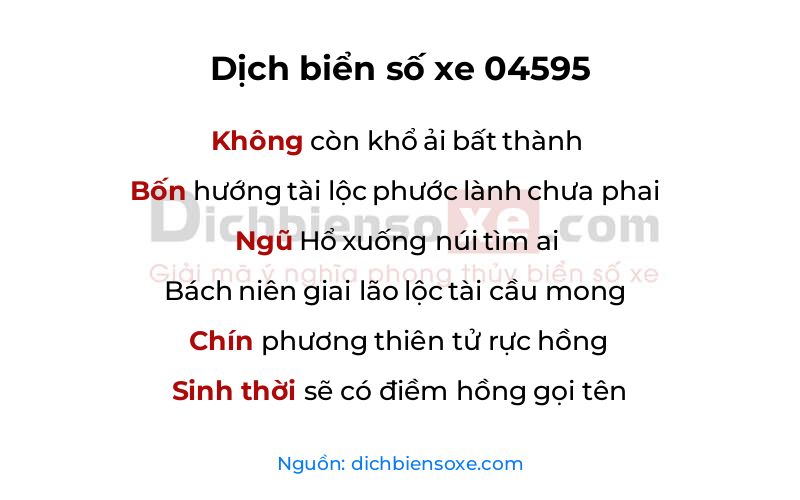 Dịch thơ biển số 04595