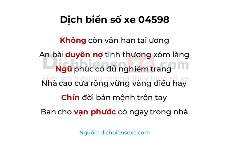 Dịch thơ biển số 04598