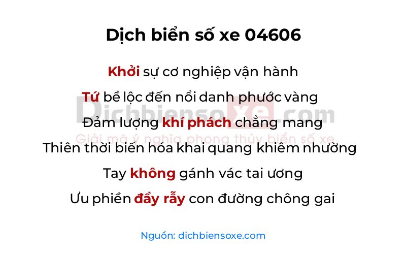 Dịch thơ biển số 04606