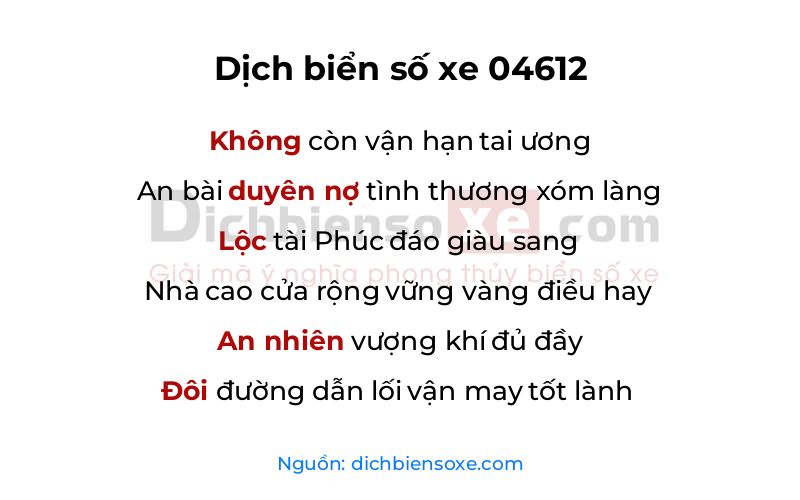 Dịch thơ biển số 04612