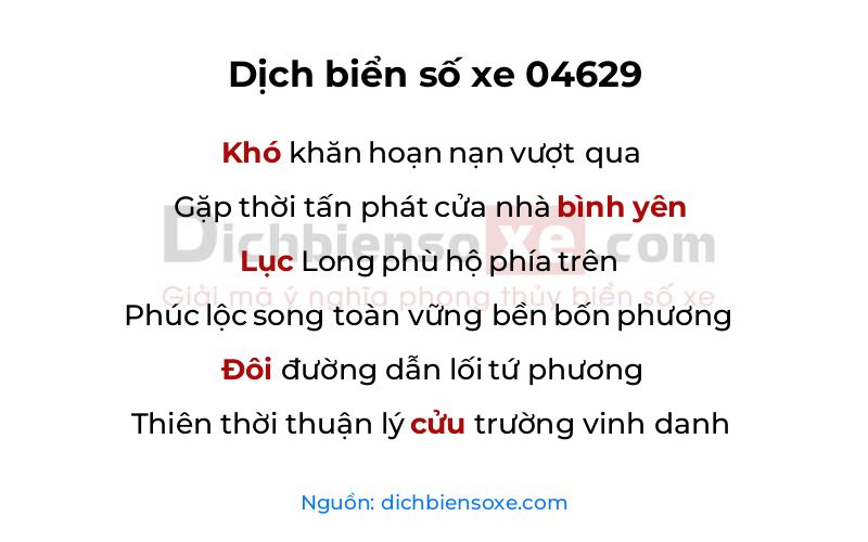 Dịch thơ biển số 04629