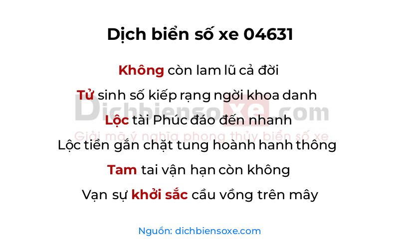 Dịch thơ biển số 04631