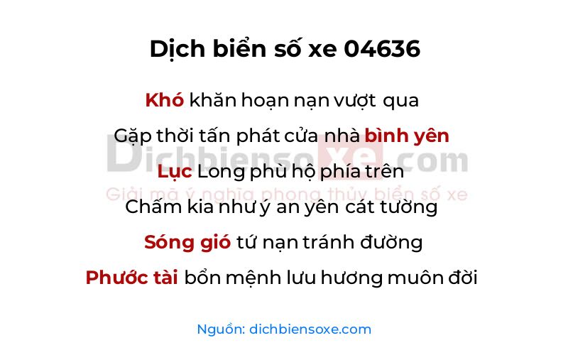 Dịch thơ biển số 04636