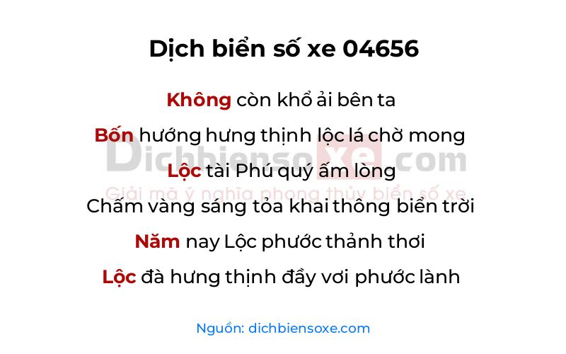 Dịch thơ biển số 04656