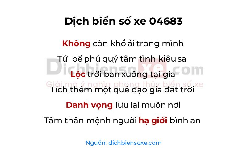 Dịch thơ biển số 04683