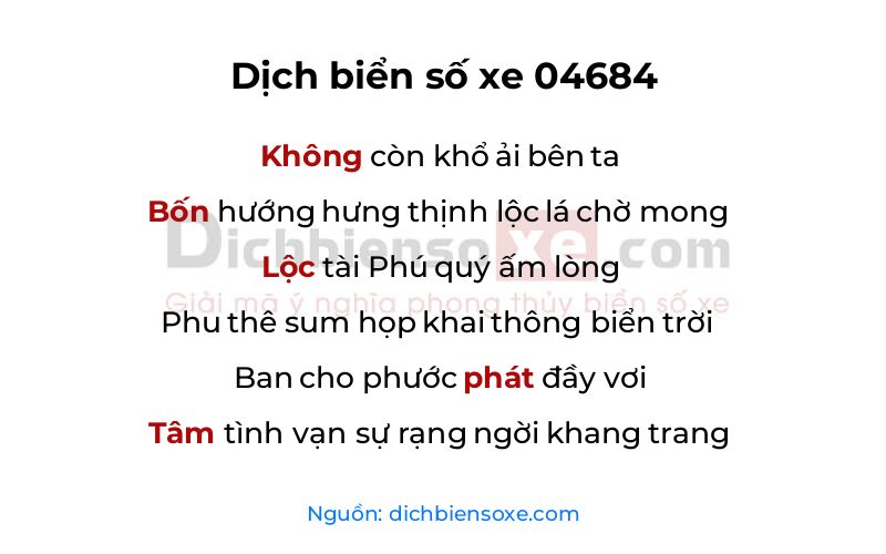 Dịch thơ biển số 04684