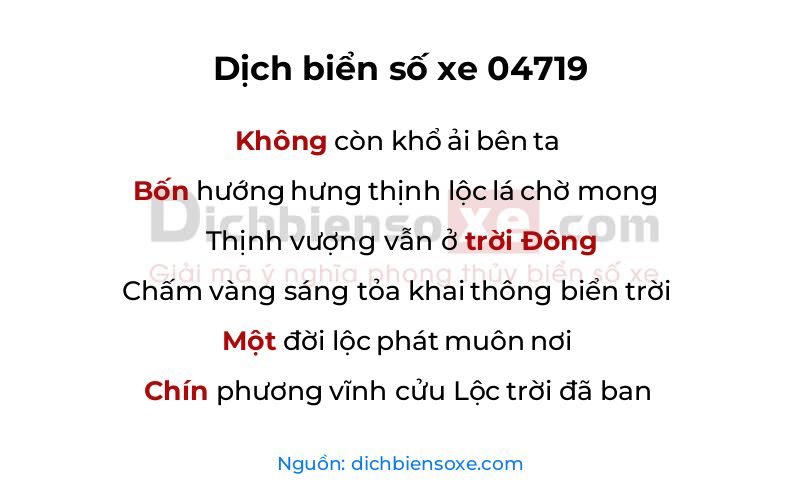 Dịch thơ biển số 04719