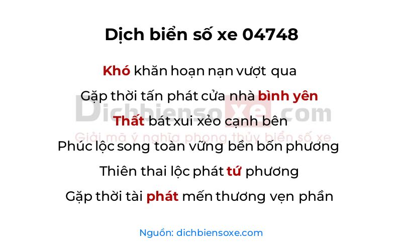 Dịch thơ biển số 04748