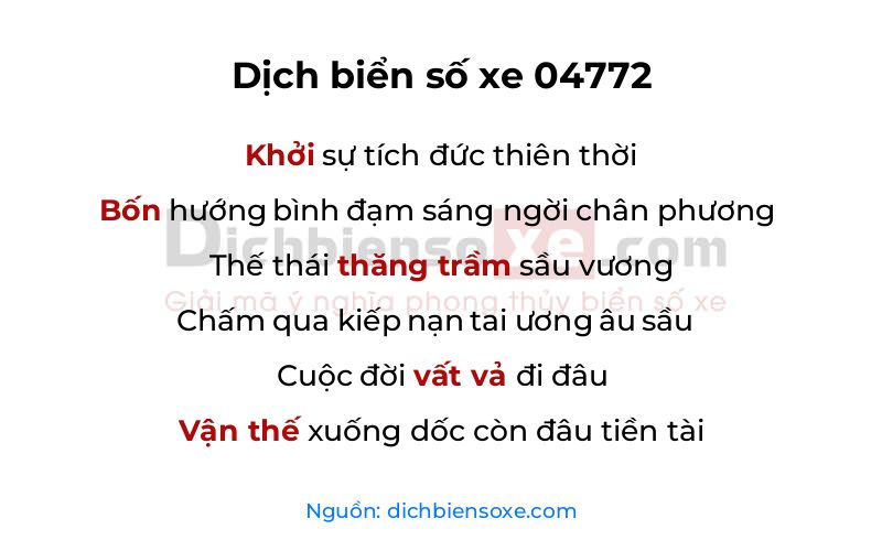 Dịch thơ biển số 04772