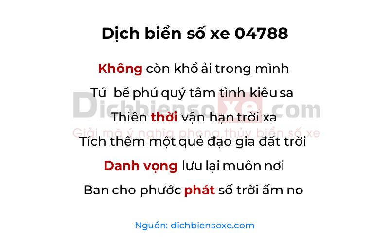 Dịch thơ biển số 04788