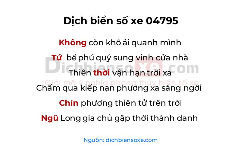 Dịch thơ biển số 04795