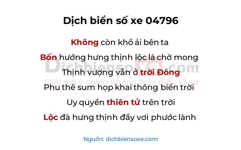 Dịch thơ biển số 04796