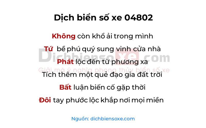 Dịch thơ biển số 04802