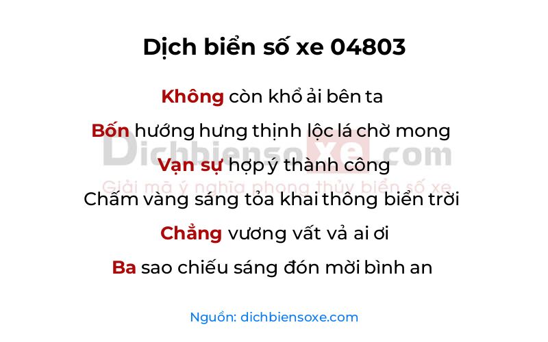 Dịch thơ biển số 04803