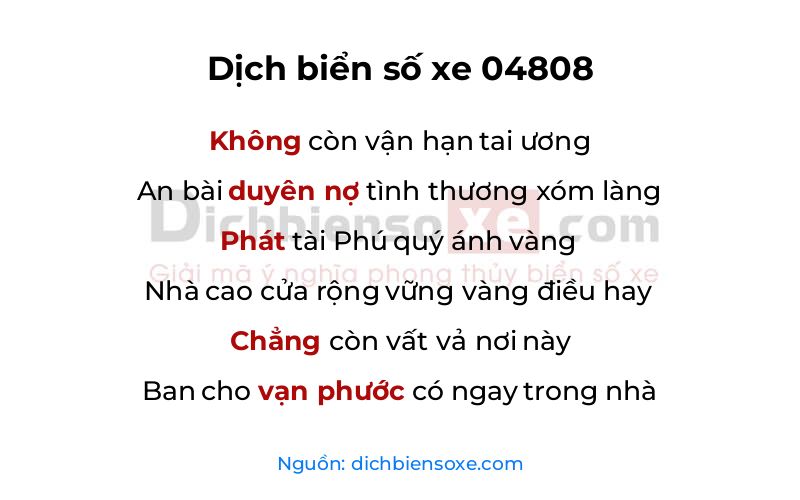 Dịch thơ biển số 04808
