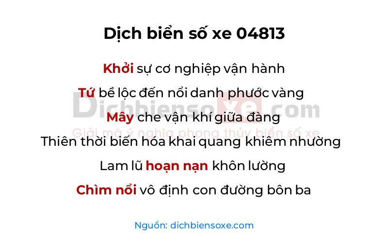 Dịch thơ biển số 04813