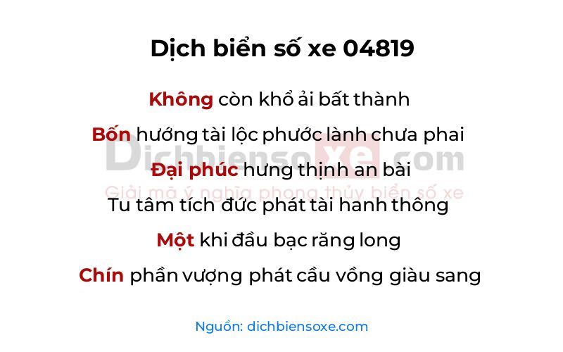 Dịch thơ biển số 04819
