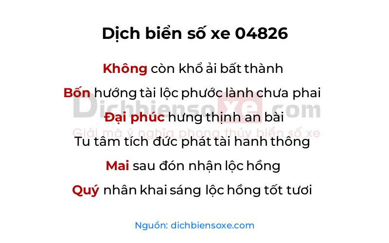 Dịch thơ biển số 04826