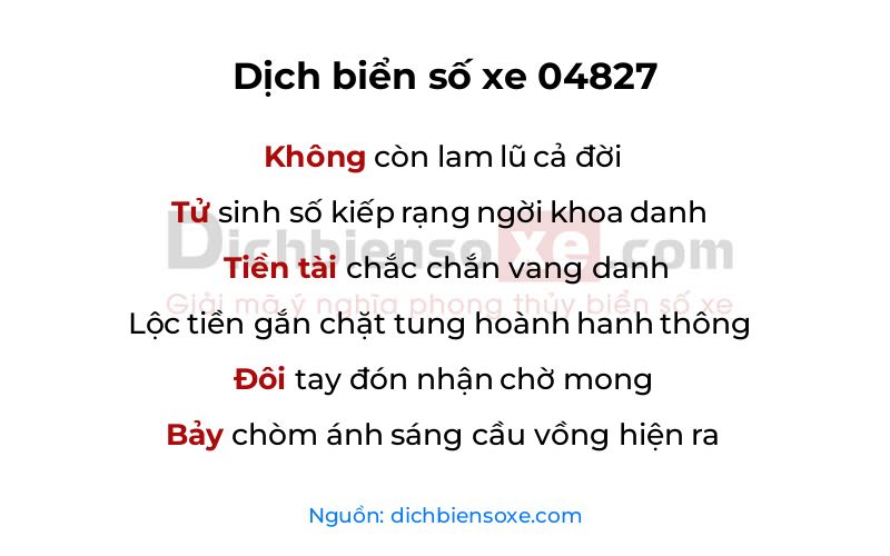 Dịch thơ biển số 04827