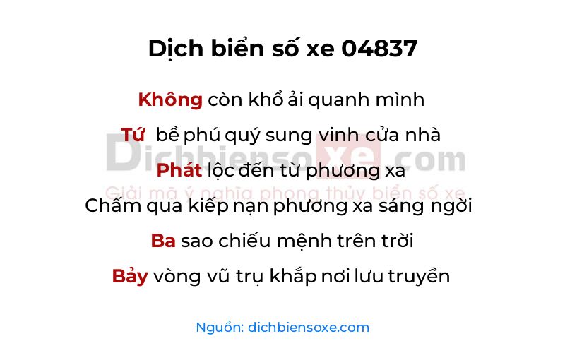 Dịch thơ biển số 04837