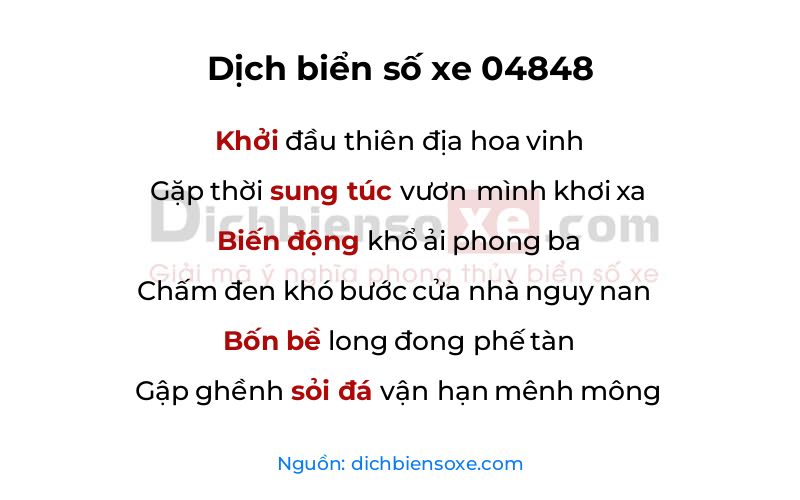 Dịch thơ biển số 04848