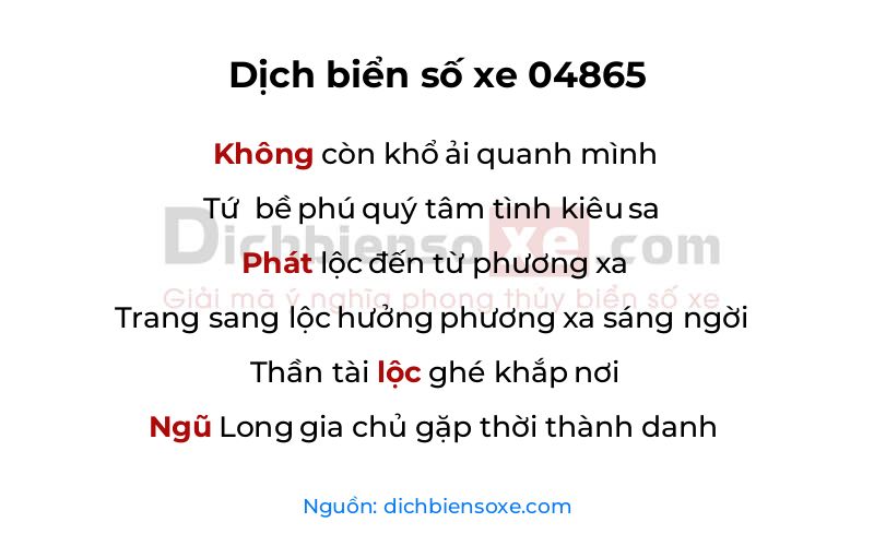 Dịch thơ biển số 04865