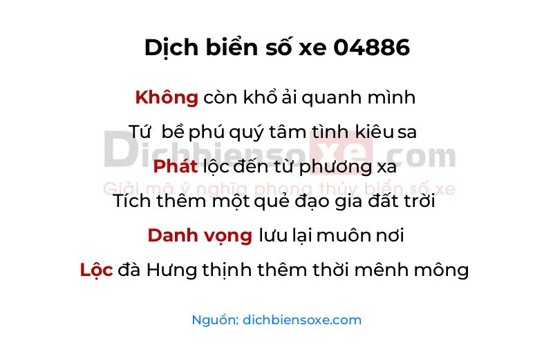Dịch thơ biển số 04886