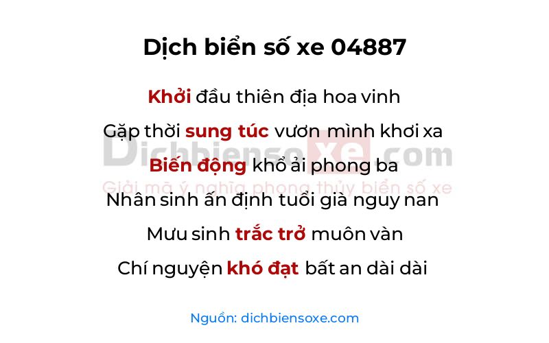 Dịch thơ biển số 04887