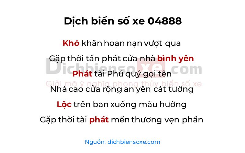 Dịch thơ biển số 04888