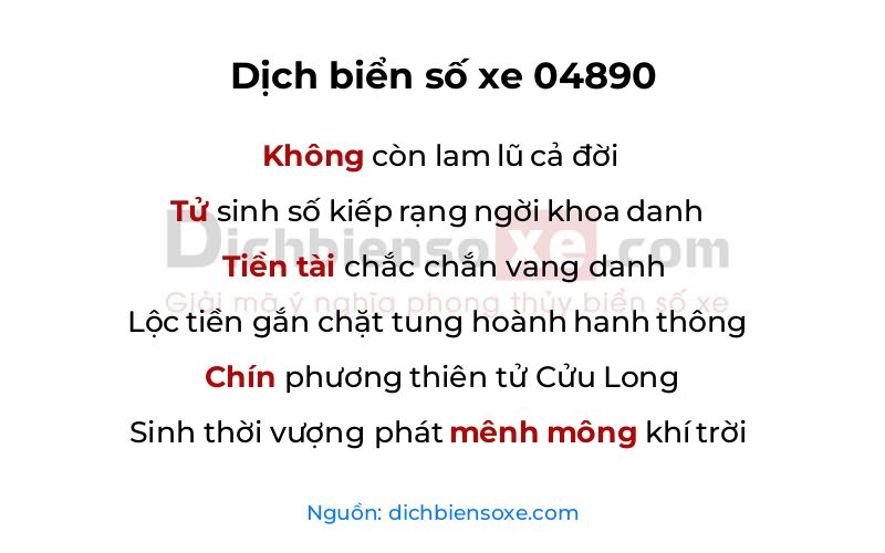 Dịch thơ biển số 04890