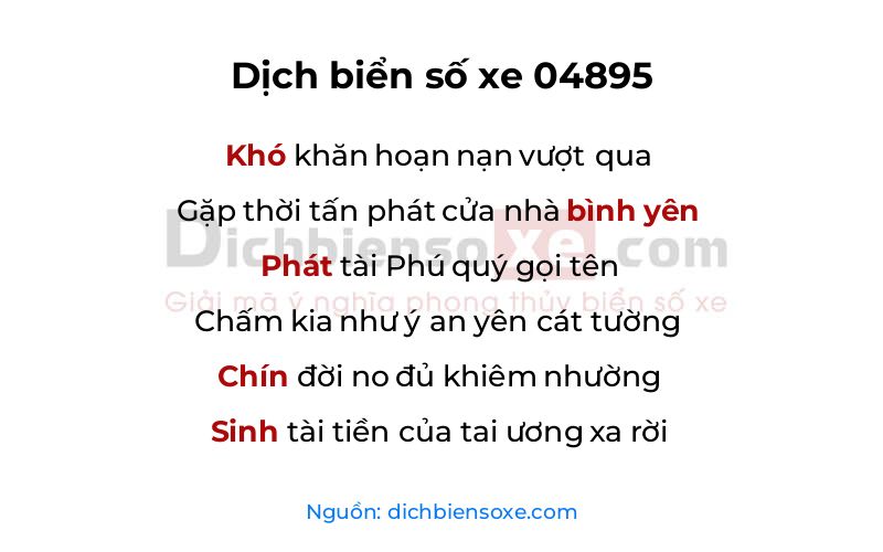 Dịch thơ biển số 04895