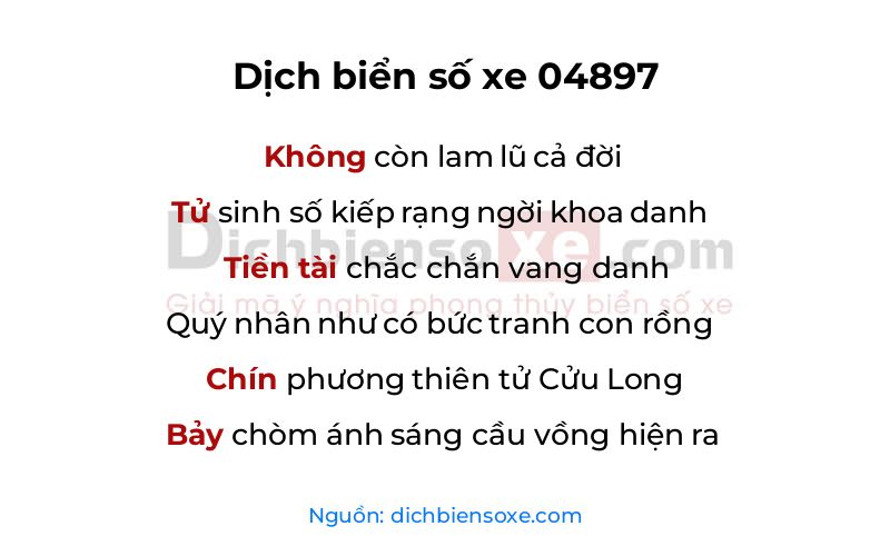 Dịch thơ biển số 04897