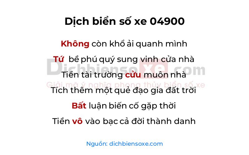 Dịch thơ biển số 04900