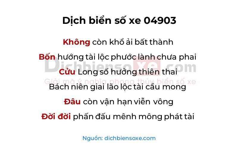 Dịch thơ biển số 04903