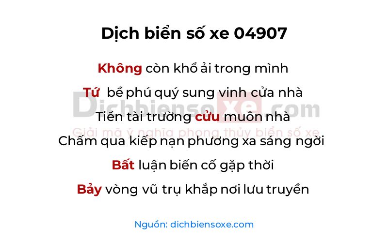 Dịch thơ biển số 04907