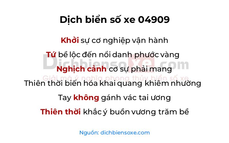 Dịch thơ biển số 04909