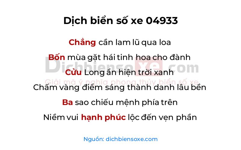 Dịch thơ biển số 04933