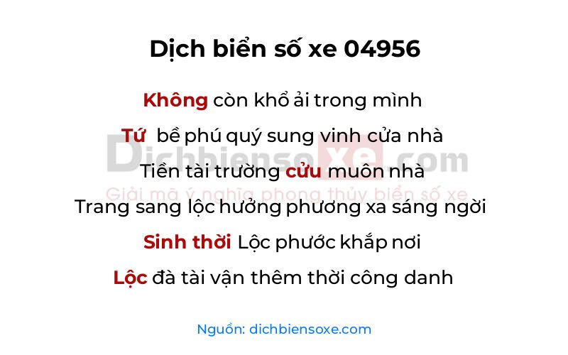 Dịch thơ biển số 04956
