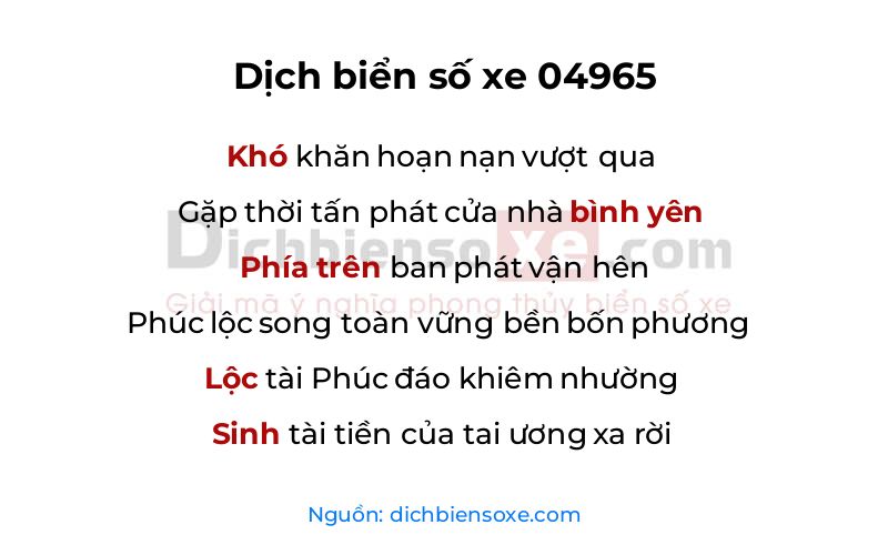 Dịch thơ biển số 04965