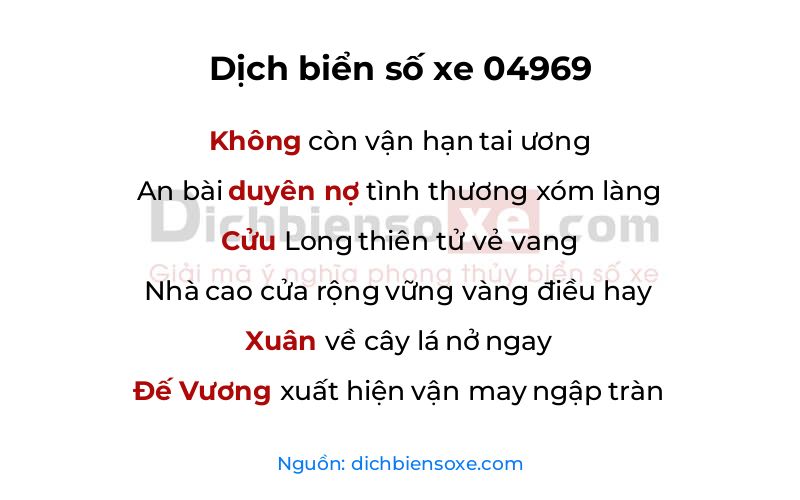 Dịch thơ biển số 04969