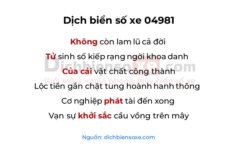 Dịch thơ biển số 04981